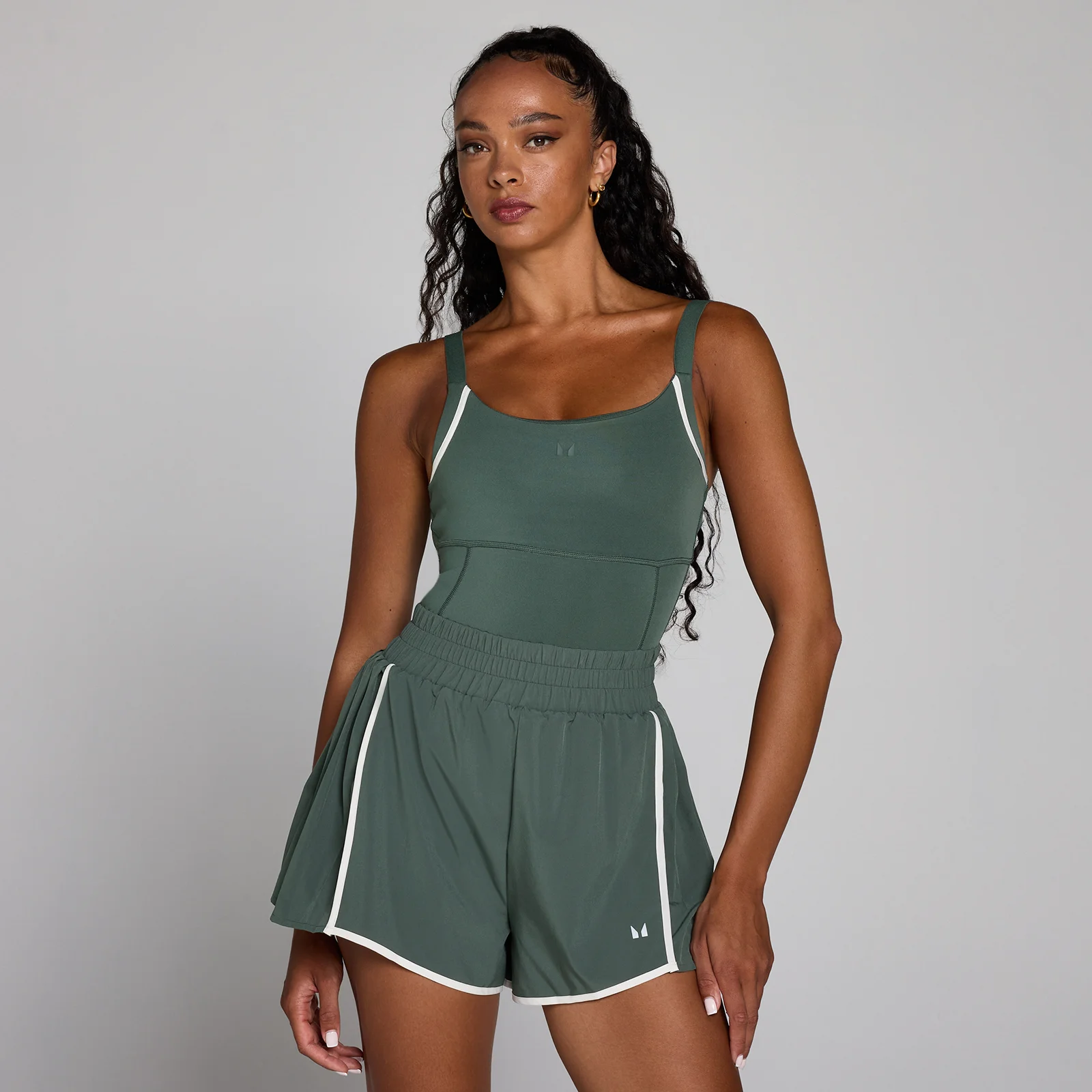 MP Women's Velocity Contrast Pleated All In One - Cloudy Green - XS Image 1