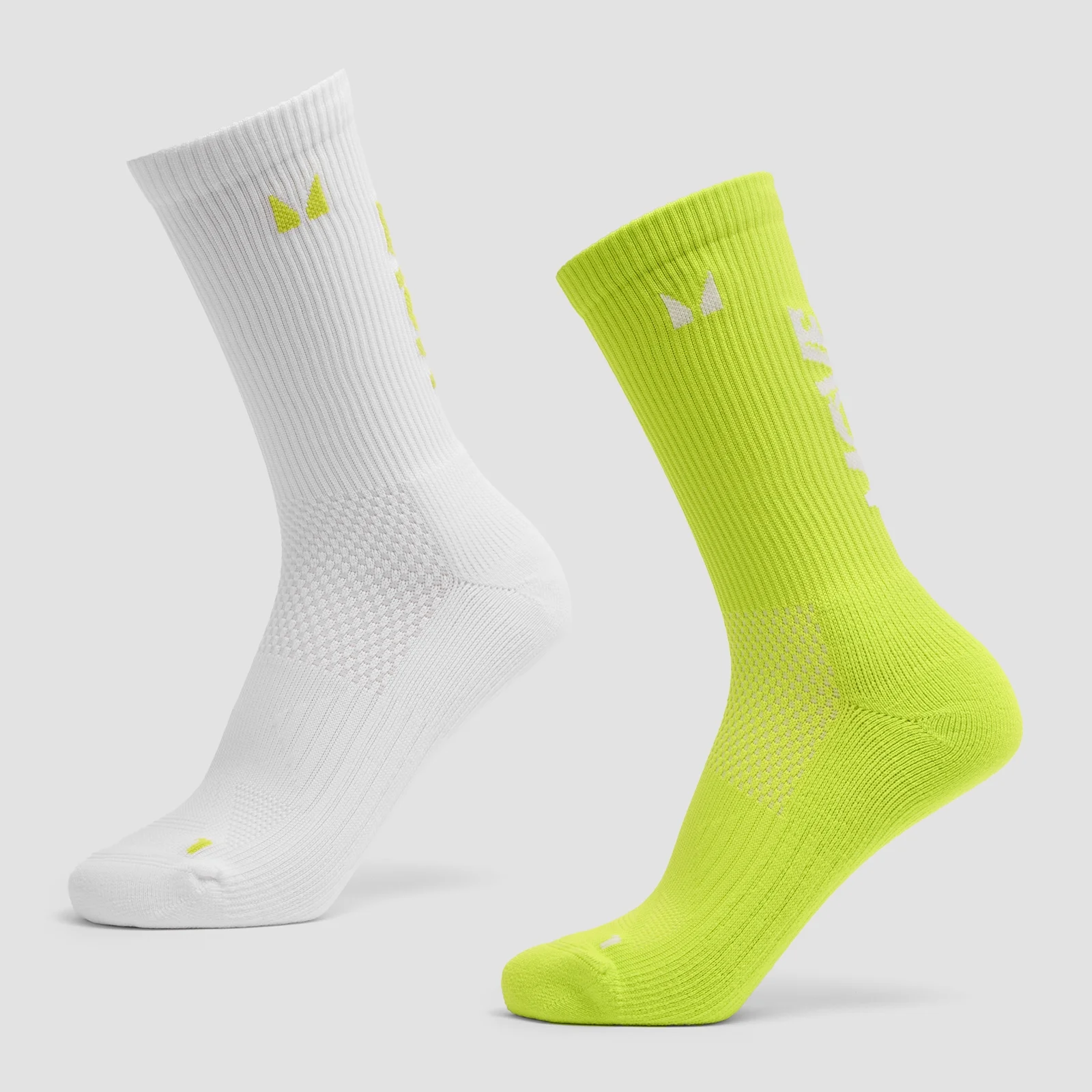 MP Move Club Running Socks (2 pack) - Green Glow/White - UK 12-14 Image 1