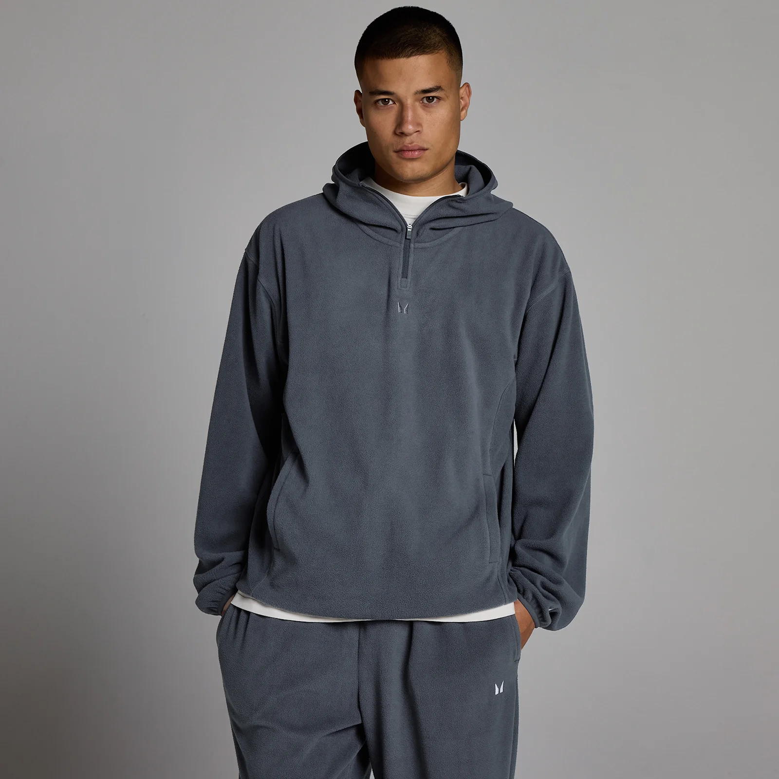 MP Men's Fleece 1/4 Zip Hoodie - Granite - XS Image 1