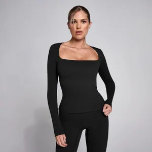 MP Women's SculptForm Square Neck Long Sleeve Top - Black - Size XS