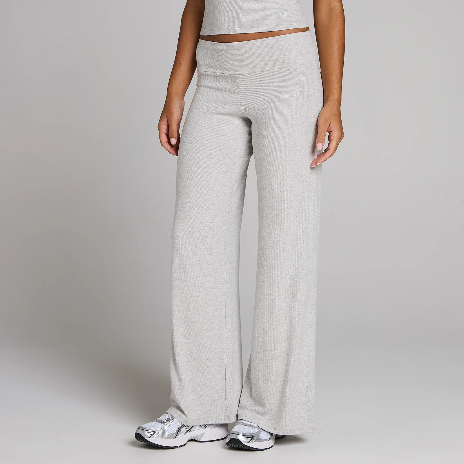MP Women's Ribbed Wide Leg Leggings - Grey Marl - S Image 1