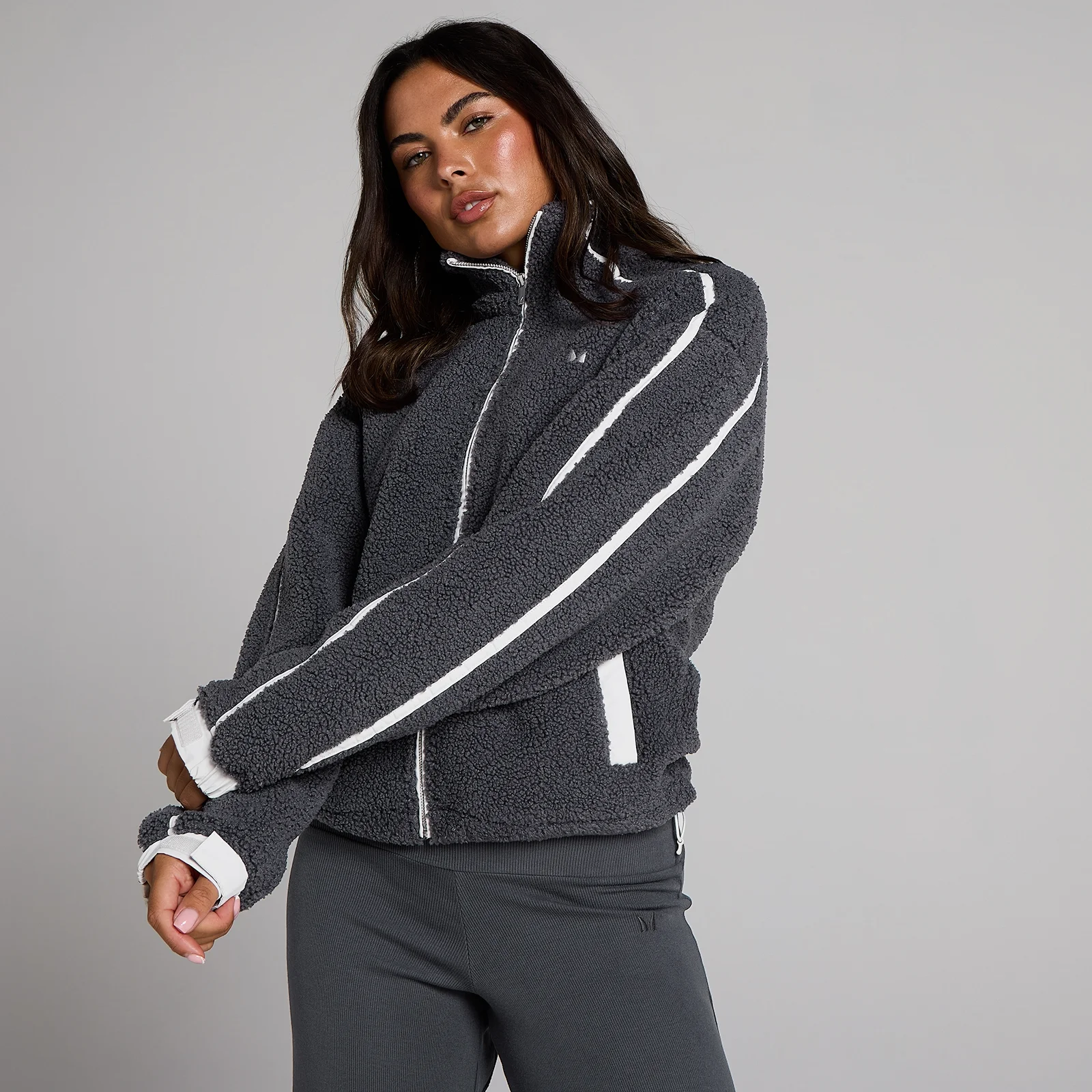 MP Women's Fleece Binding Zip Through Jacket - Robust Grey - XS Image 1