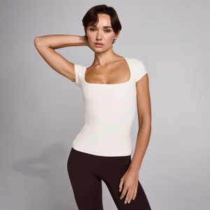 MP Women's SculptForm Square Neck Short Sleeve Top - Pearl - Size XS