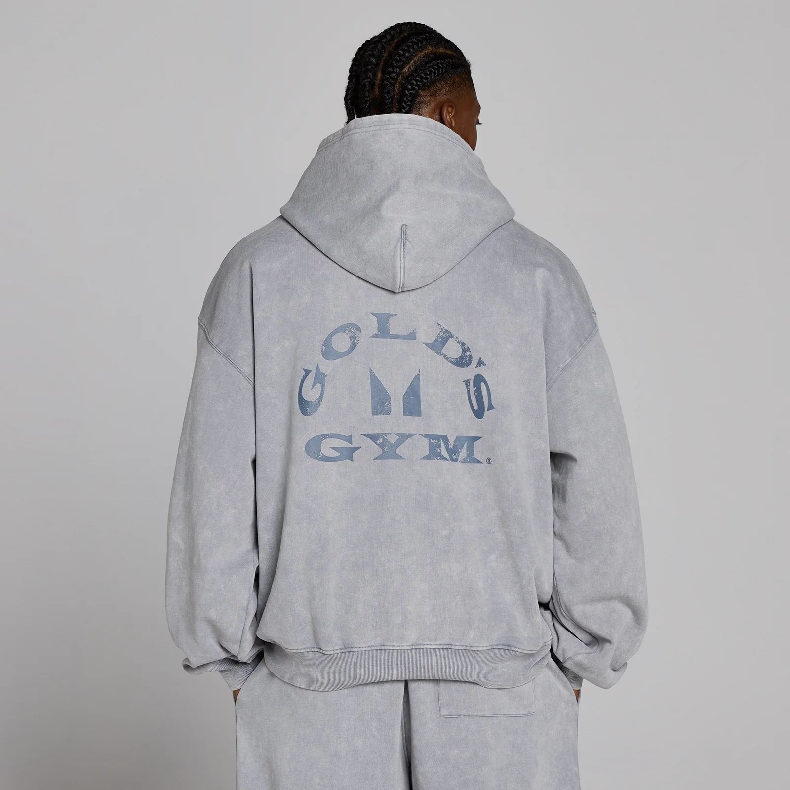 MP X Gold's Men's Washed Graphic Oversized Hoodie - Steel Blue - L Image 4