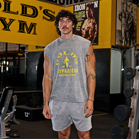 MP X Gold's Men's Washed Graphic Oversized Tank - Steel Blue
