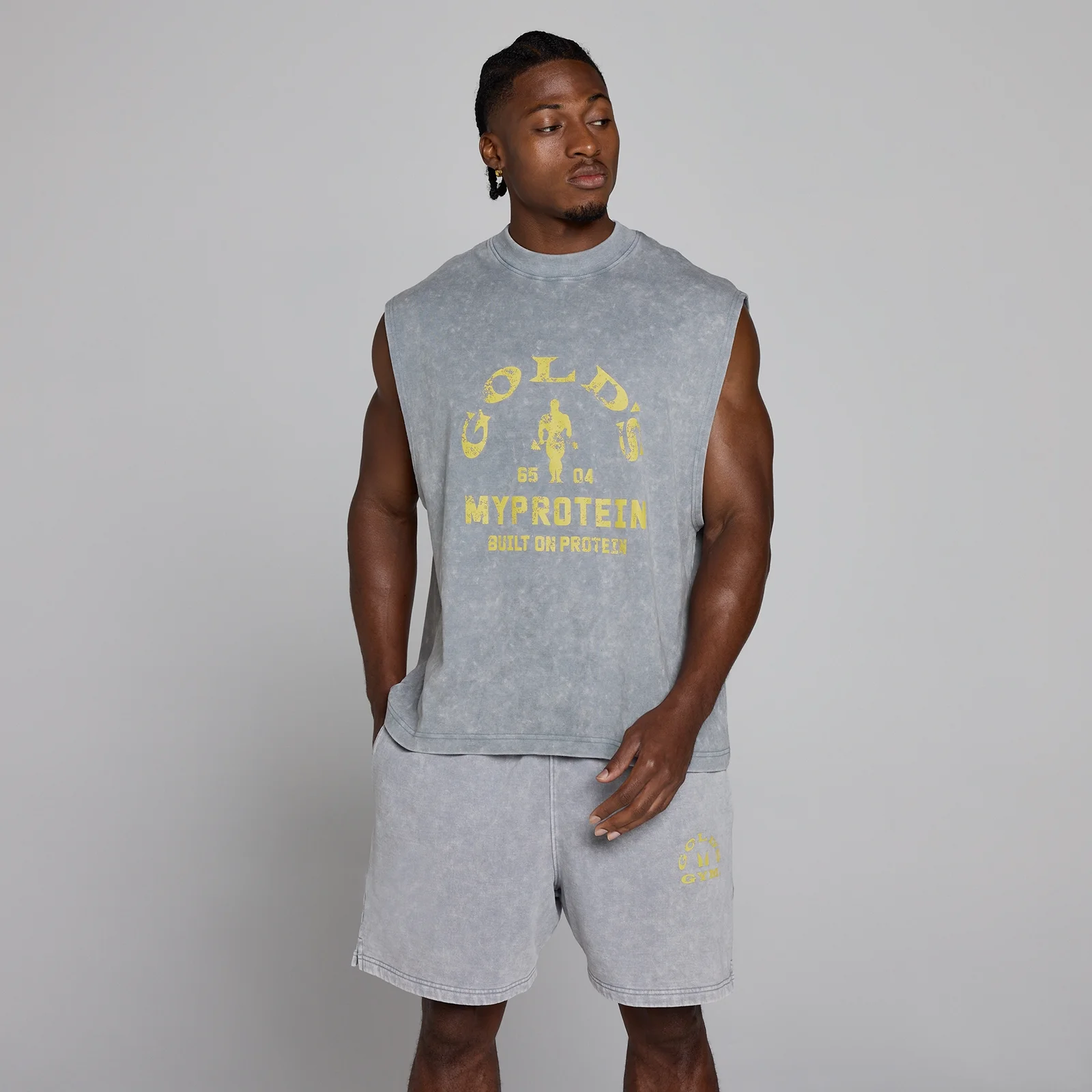 MP X Gold's Men's Washed Graphic Oversized Tank - Steel Blue - XL Image 3