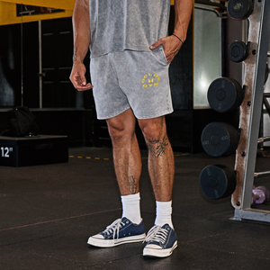 MP X Gold's Men's Washed Graphic Oversized Sweat Shorts - Steel Blue - Size XS